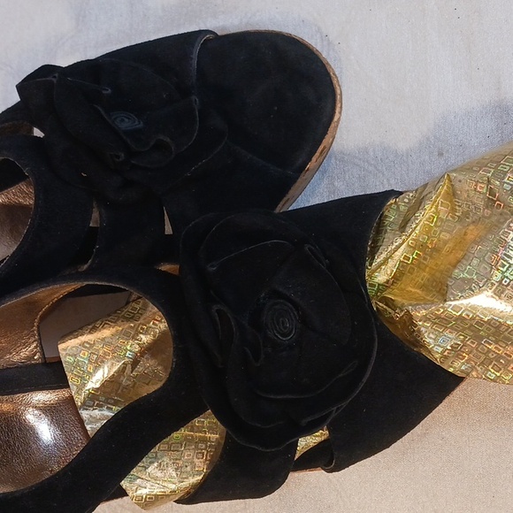 1940 1950 Style Suede Peep Toe Platform Sandals - Picture 8 of 10